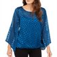 Blusa feminina Alfani com estampa de pele de cobra e bolhas, azul, tamanho pequeno P/M