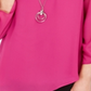 Blusa feminina com colar assimétrico JM Collection, rosa, tamanho X-S