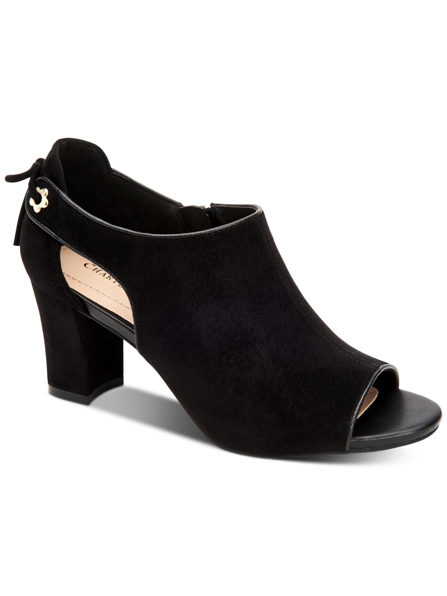 Charter Club Hirah com amarração nas costas, salto alto peep toe feminino, preto, tamanho 7 M