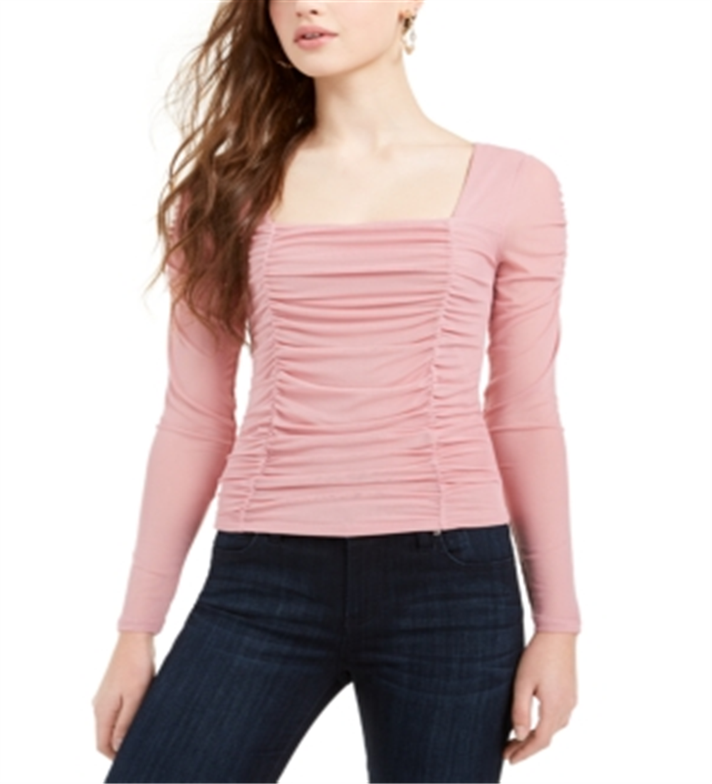 Blusa de malha franzida Crave Fame Juniors, amarela, tamanho pequeno