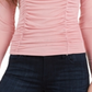 Blusa de malha franzida Crave Fame Juniors, amarela, tamanho pequeno