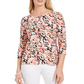 Camiseta feminina jacquard manga 3/4 da coleção JM, verde, tamanho pequeno