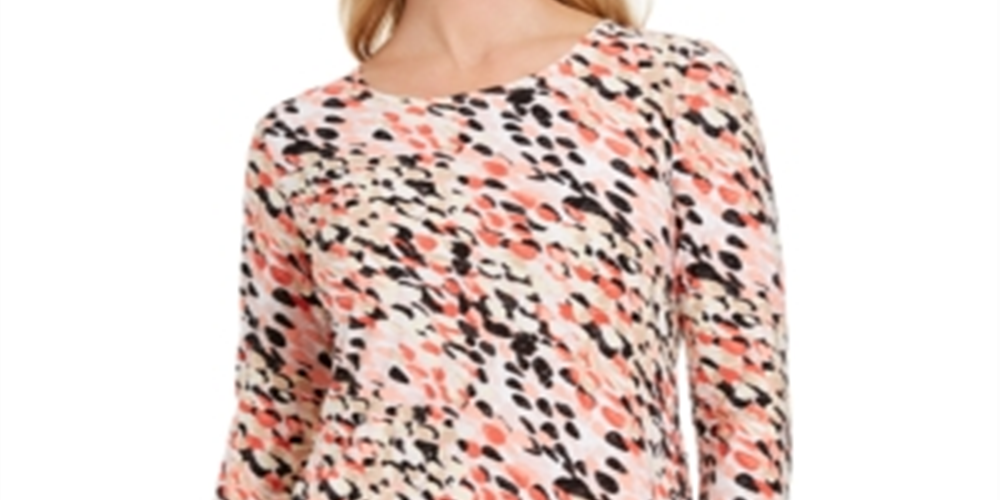 Camiseta feminina jacquard manga 3/4 da coleção JM, verde, tamanho pequeno