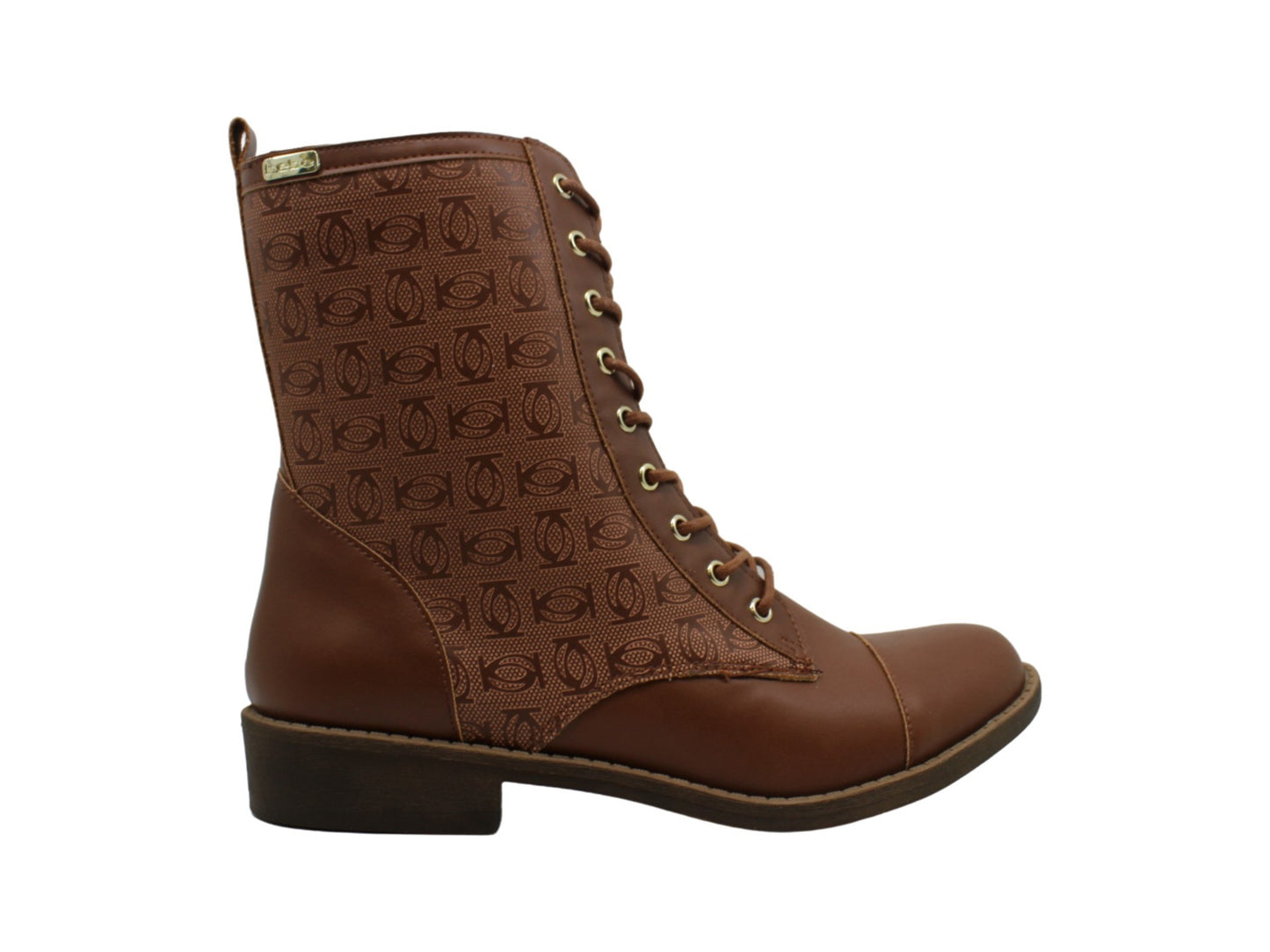 Botas femininas Bebe Olsen de couro com bico fechado e cano médio, marrom, tamanho 10 M