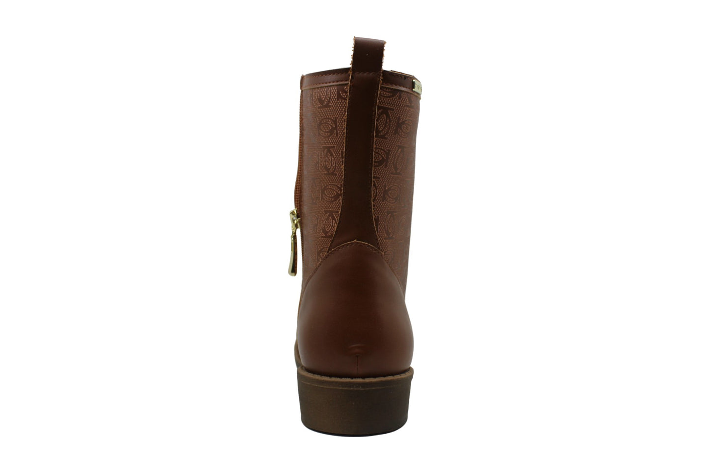 Botas femininas Bebe Olsen de couro com bico fechado e cano médio, marrom, tamanho 10 M
