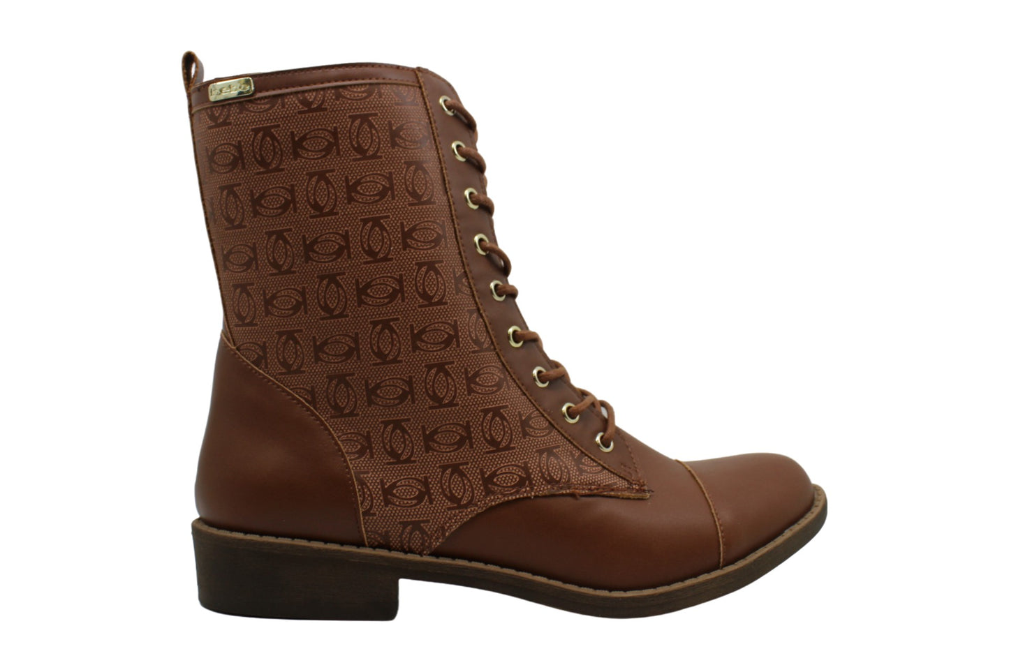 Botas femininas Bebe Olsen de couro com bico fechado e cano médio, marrom, tamanho 10 M