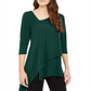 Blusa feminina Alfani com bainha assimétrica e manga 3/4, verde, tamanho médio
