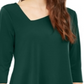 Blusa feminina Alfani com bainha assimétrica e manga 3/4, verde, tamanho médio