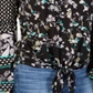 Top feminino com estampa mista e amarração frontal, preto, Happy Mix, tamanho XS