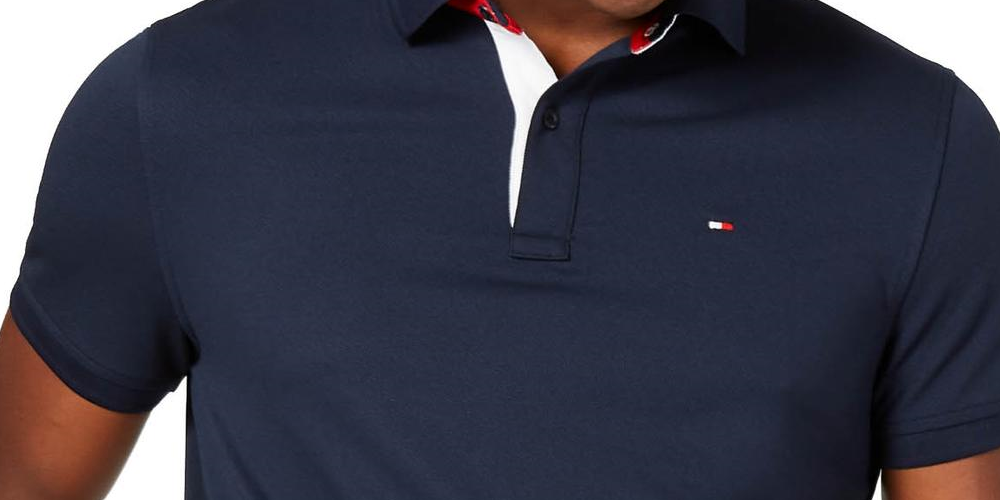 Polo Tommy Hilfiger Masculino de Algodão com Ajuste Personalizado, Azul Marinho, Tamanho 2XL