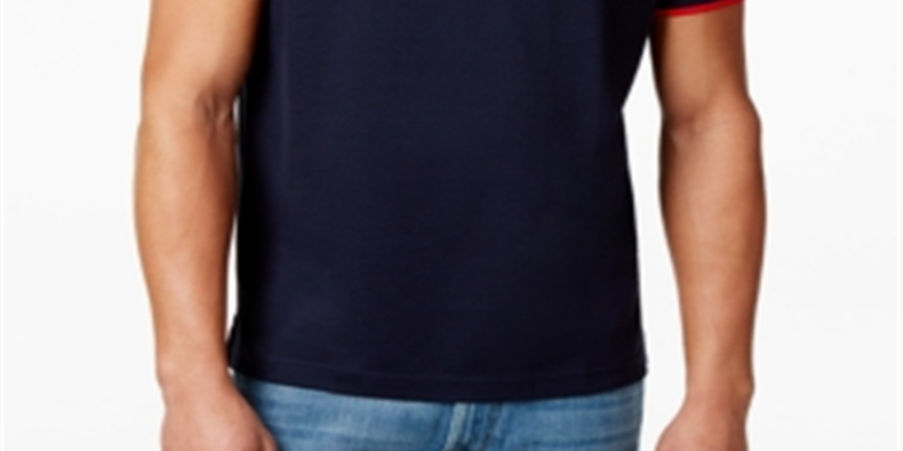 Polo Tommy Hilfiger Masculino de Algodão com Ajuste Personalizado, Azul Marinho, Tamanho 2XL