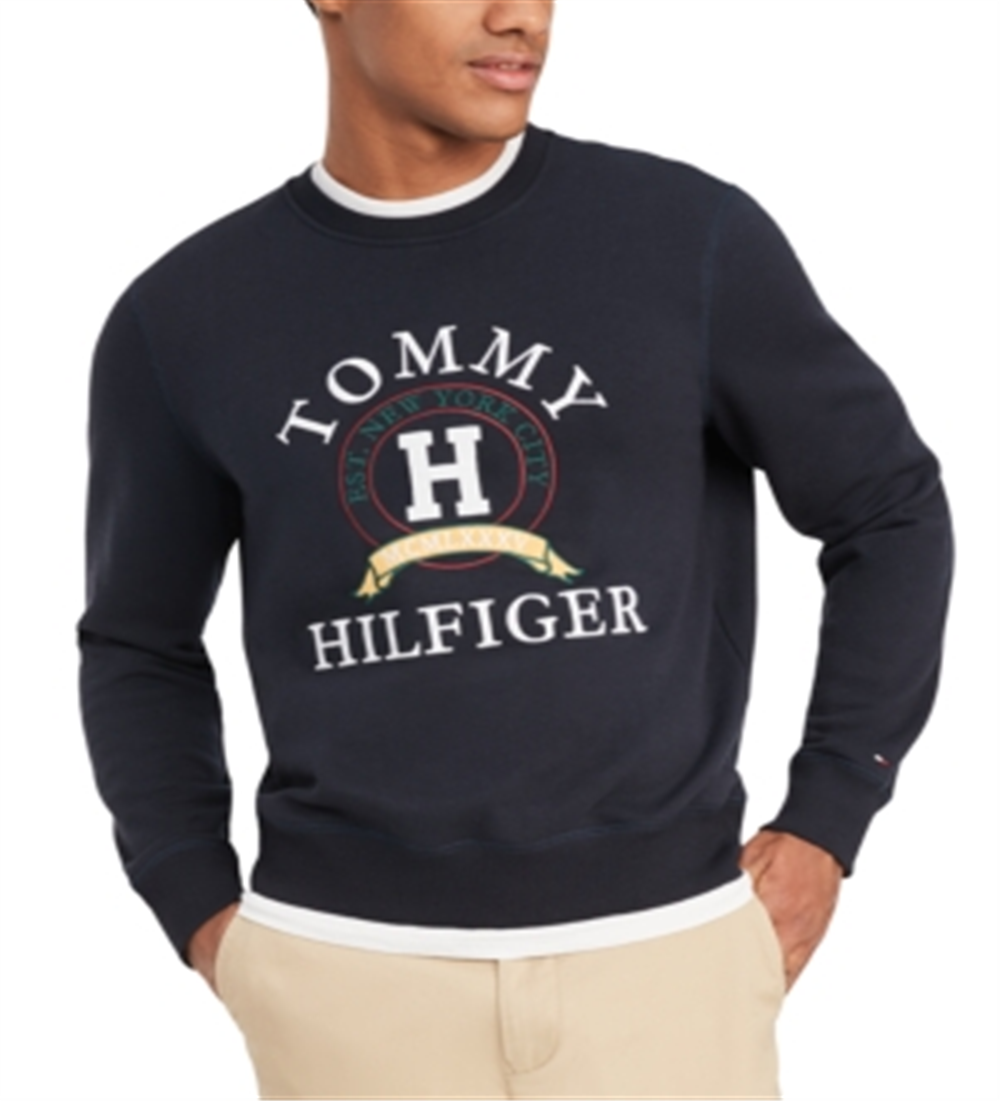 Tommy Hilfiger Moletom com logotipo Back Bay masculino azul tamanho pequeno