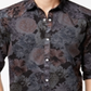 Camisa masculina de algodão com estampa floral e botões NC, cinza, tamanho XS