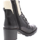 Botas de couro com zíper e cadarço Marc Fisher femininas, bico fino, sola de couro, acabamento em pele, bico redondo Lansly, salto bloco, zíper, tamanho 10 M