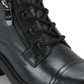 Botas de couro com zíper e cadarço Marc Fisher femininas, bico fino, sola de couro, acabamento em pele, bico redondo Lansly, salto bloco, zíper, tamanho 10 M