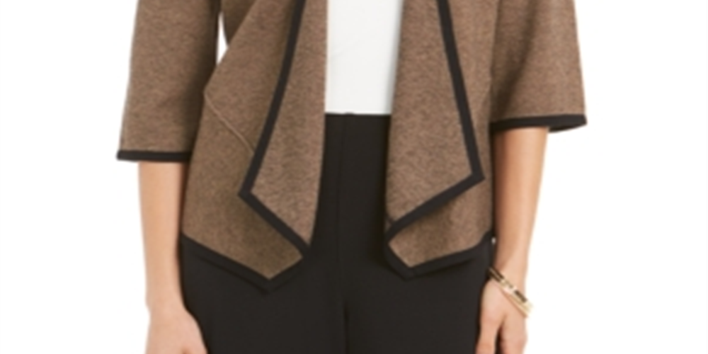 Cardigan feminino Alfani com frente drapeada, marrom, tamanho pequeno