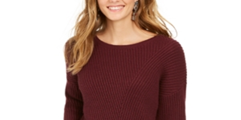 Suéter canelado com mangas caídas feminino Style &amp; Co, roxo, tamanho pequeno M