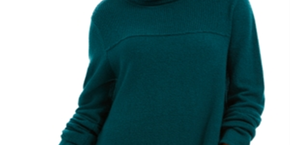 Suéter túnica com gola falsa e costura exposta feminino Style &amp; Co, verde, tamanho 2XL
