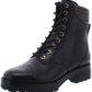 Botas militares masculinas Michael Kors Bastian de couro com bico fechado e cano curto, pretas, tamanho 5,5