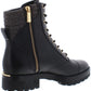 Botas militares masculinas Michael Kors Bastian de couro com bico fechado e cano curto, pretas, tamanho 5,5