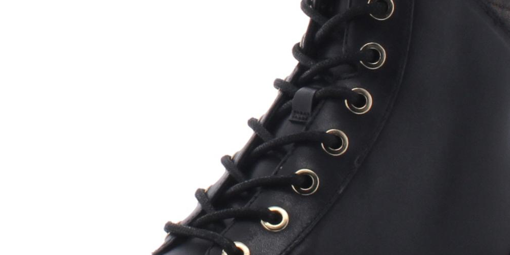 Botas militares masculinas Michael Kors Bastian de couro com bico fechado e cano curto, pretas, tamanho 5,5