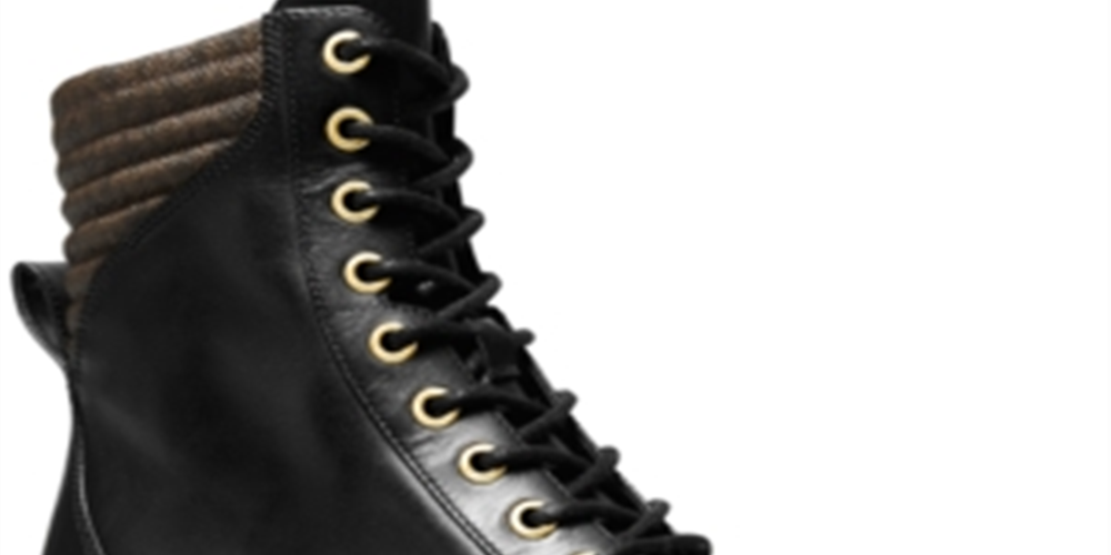 Botas militares masculinas Michael Kors Bastian de couro com bico fechado e cano curto, pretas, tamanho 5,5