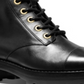Botas militares masculinas Michael Kors Bastian de couro com bico fechado e cano curto, pretas, tamanho 5,5