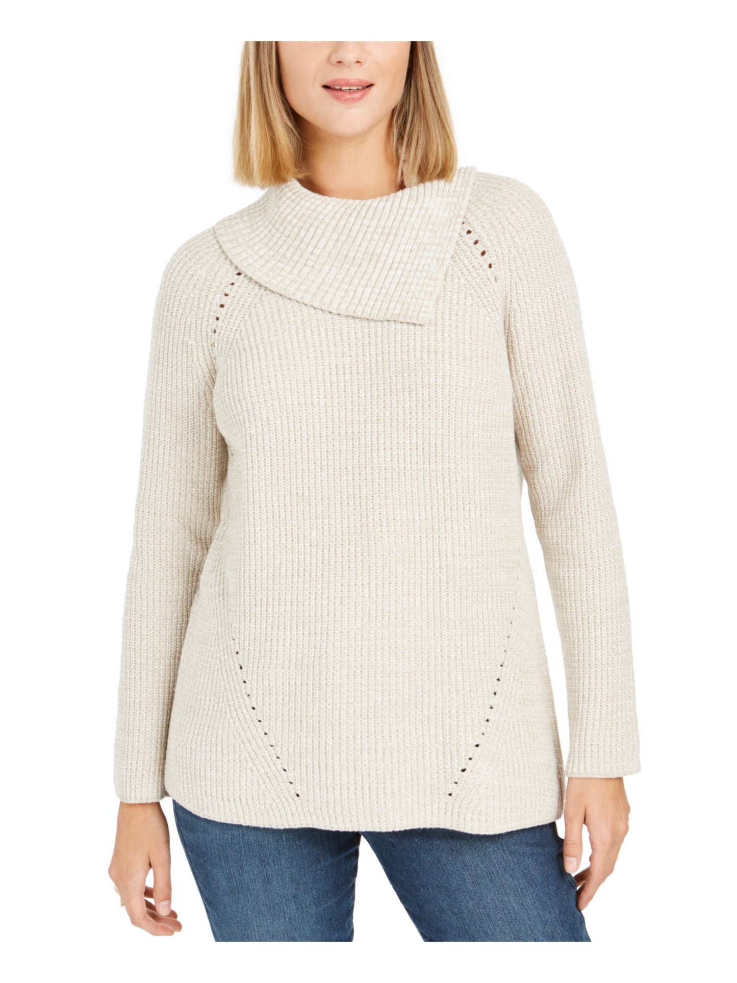 Blusa de noite feminina estilo espinha de peixe, manga comprida, gola redonda, bege, tamanho pequeno P