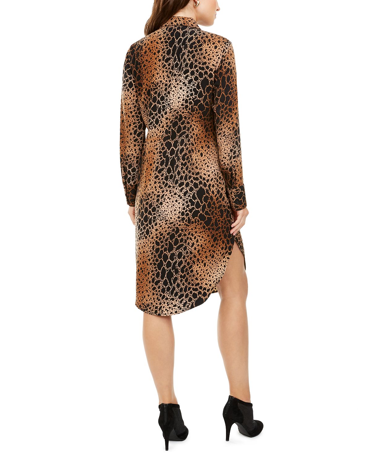 Vestido-camisa com estampa animal feminino Alfani, marrom, tamanho 4P