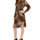 Vestido-camisa com estampa animal feminino Alfani, marrom, tamanho 4P