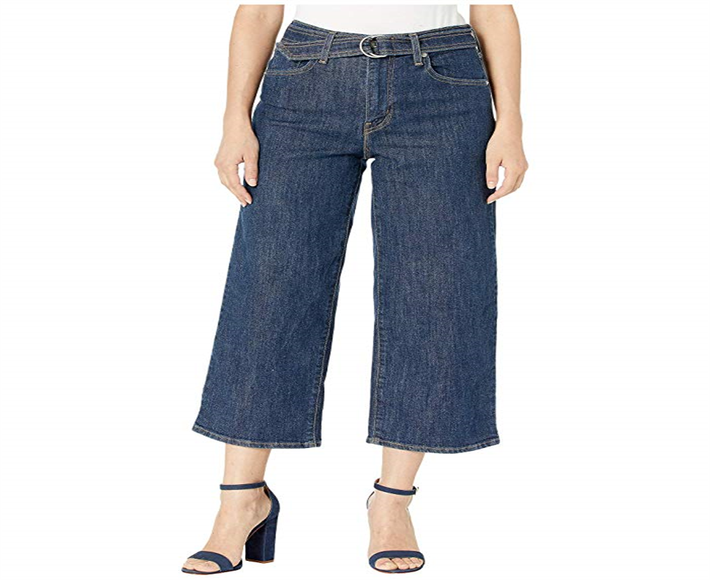 Calça jeans feminina Levi's Mile High Wide Leg com cinto, azul, tamanho 31x25