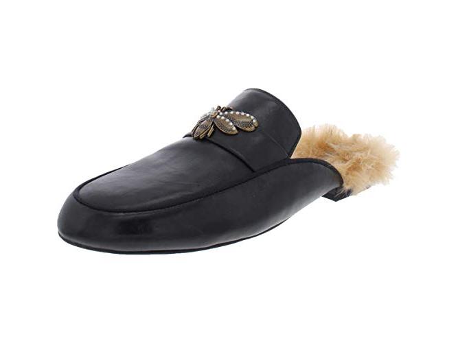 Mocassim feminino INC International Concepts com detalhes em pele sintética, preto, tamanho 9 M