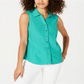 Camisa feminina sem mangas Charter Club Piquet com pedra turquesa, tamanho 6