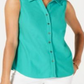 Camisa feminina sem mangas Charter Club Piquet com pedra turquesa, tamanho 6