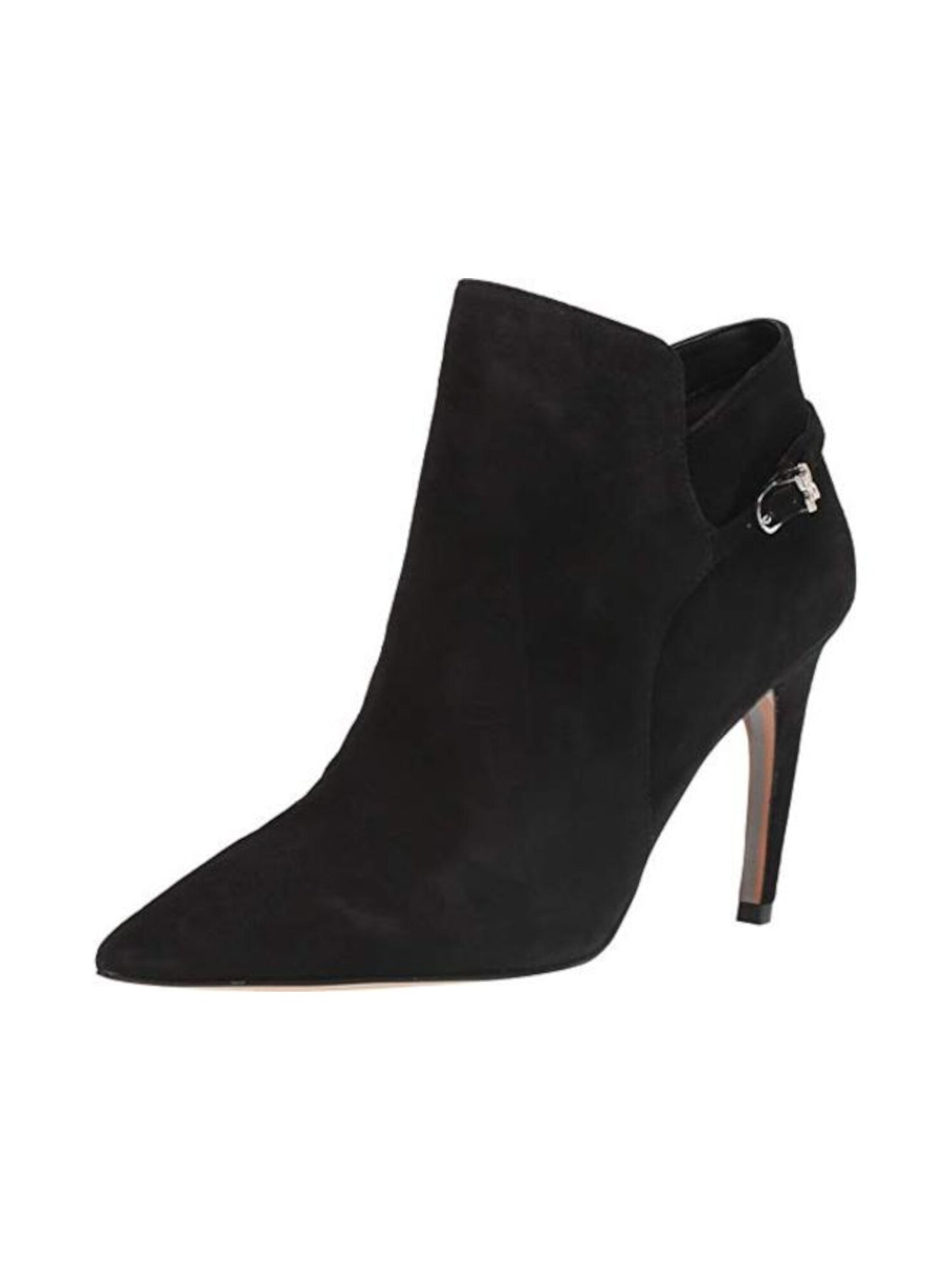 Sam Edelman Feminino Fivela Acolchoada Accent Logo Fiora Bico Fino Salto Agulha Zíper Couro Preto Tamanho 7,5 M