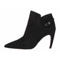 Sam Edelman Feminino Fivela Acolchoada Accent Logo Fiora Bico Fino Salto Agulha Zíper Couro Preto Tamanho 7,5 M
