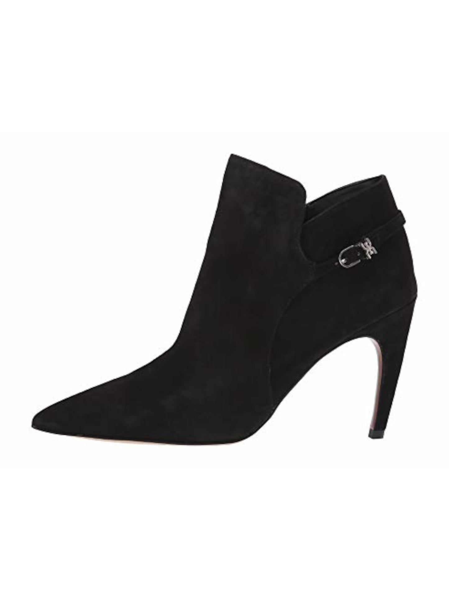 Sam Edelman Feminino Fivela Acolchoada Accent Logo Fiora Bico Fino Salto Agulha Zíper Couro Preto Tamanho 7,5 M
