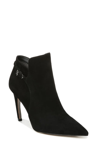 Sam Edelman Feminino Fivela Acolchoada Accent Logo Fiora Bico Fino Salto Agulha Zíper Couro Preto Tamanho 7,5 M