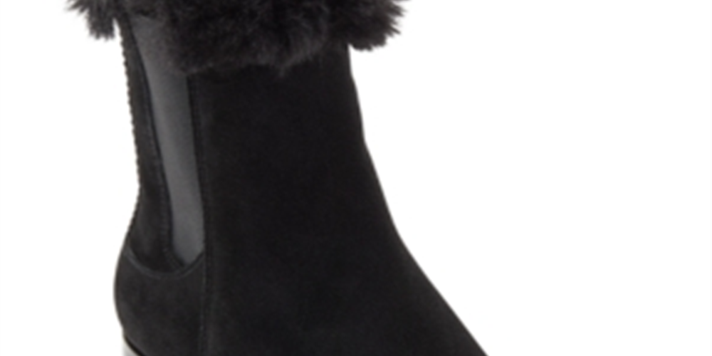 Botas femininas DKNY de tecido com bico amendoado e cano curto, pretas, tamanho 7,5 m