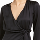 BAR III Blusa feminina manga comprida gola V falso envelope para usar no trabalho, preta, tamanho M