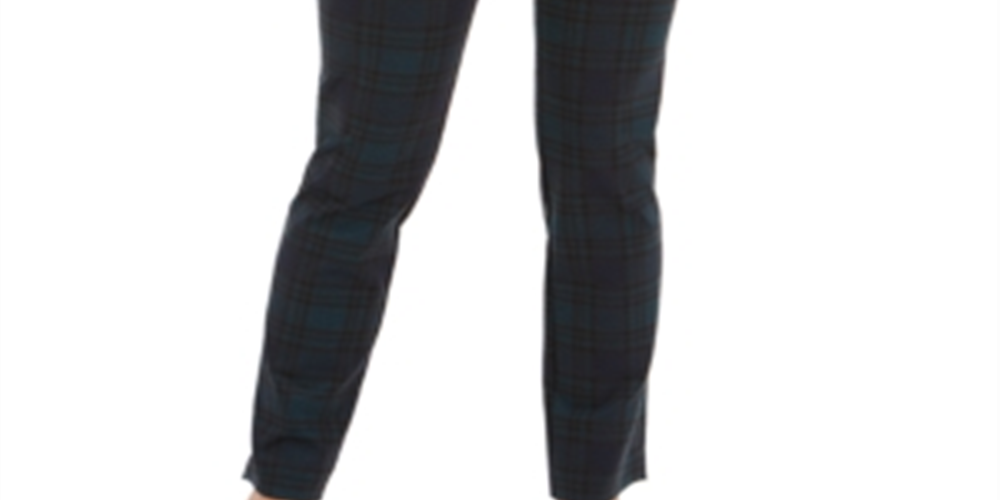 Calça feminina xadrez pequena Charter Club - combinação verde-azulado moderno escuro, tamanho 2 P