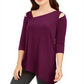Blusa assimétrica com ombros descobertos Alfani feminina, roxa, tamanho médio
