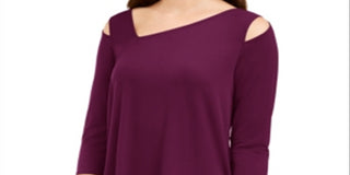 Blusa assimétrica com ombros descobertos Alfani feminina, roxa, tamanho médio
