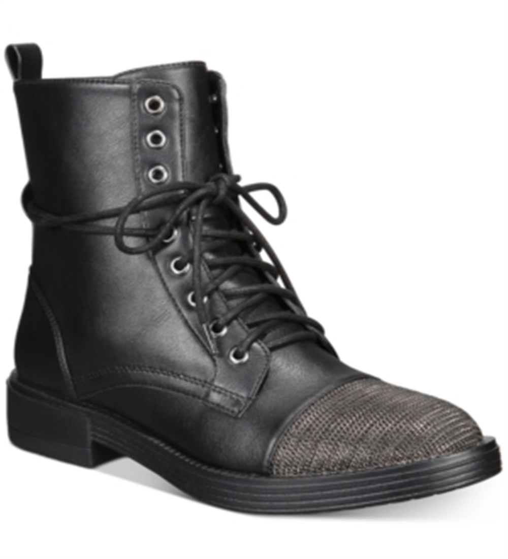 Botas de combate femininas XYLA com biqueira de metal, tamanho 8 M, pretas, DV by Dolce Vita