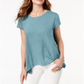Camiseta feminina estilo &amp; co com bainha de lenço, azul, tamanho médio