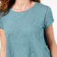 Camiseta feminina estilo &amp; co com bainha de lenço, azul, tamanho médio