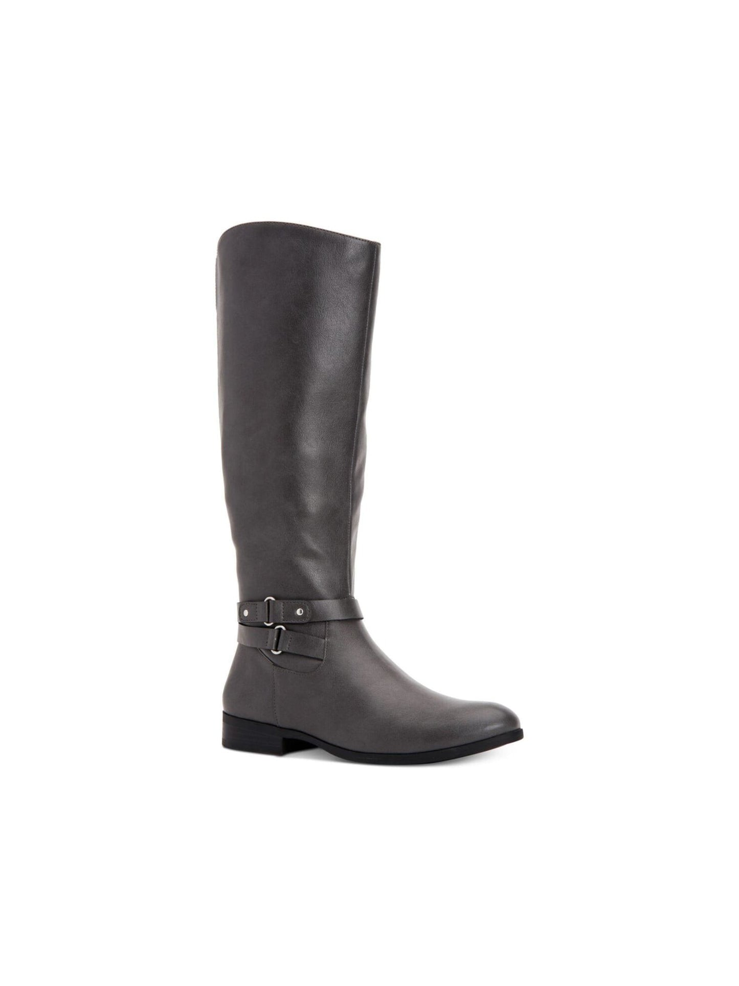 Botas femininas estilo Kindellp de tecido com bico fechado e cano alto, tamanho 7, cinza