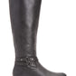 Botas femininas estilo Kindellp de tecido com bico fechado e cano alto, tamanho 7, cinza