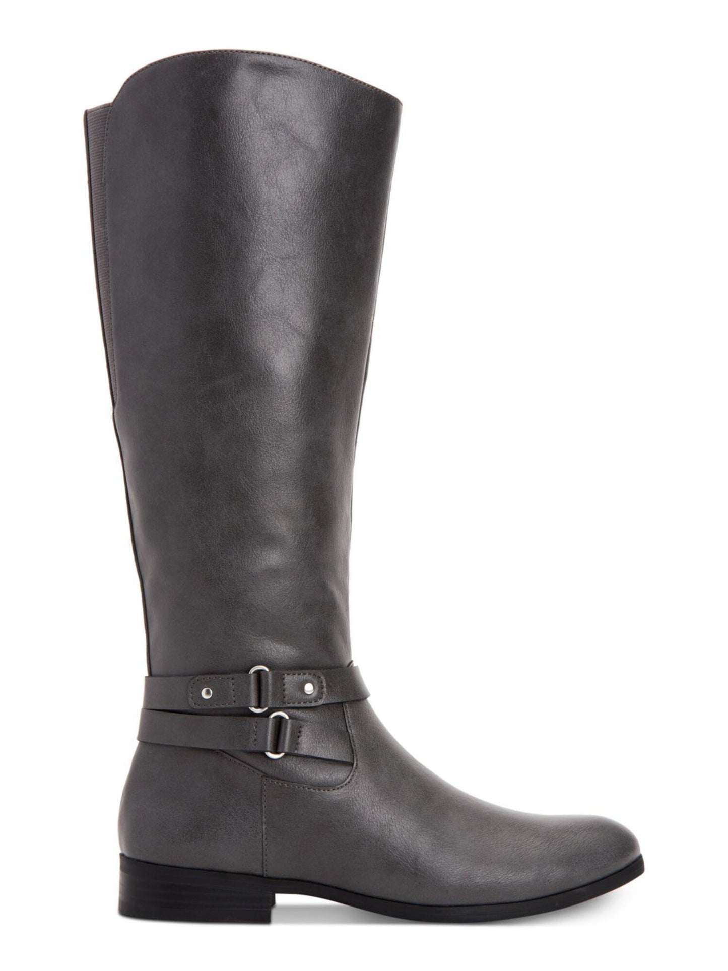 Botas femininas estilo Kindellp de tecido com bico fechado e cano alto, tamanho 7, cinza