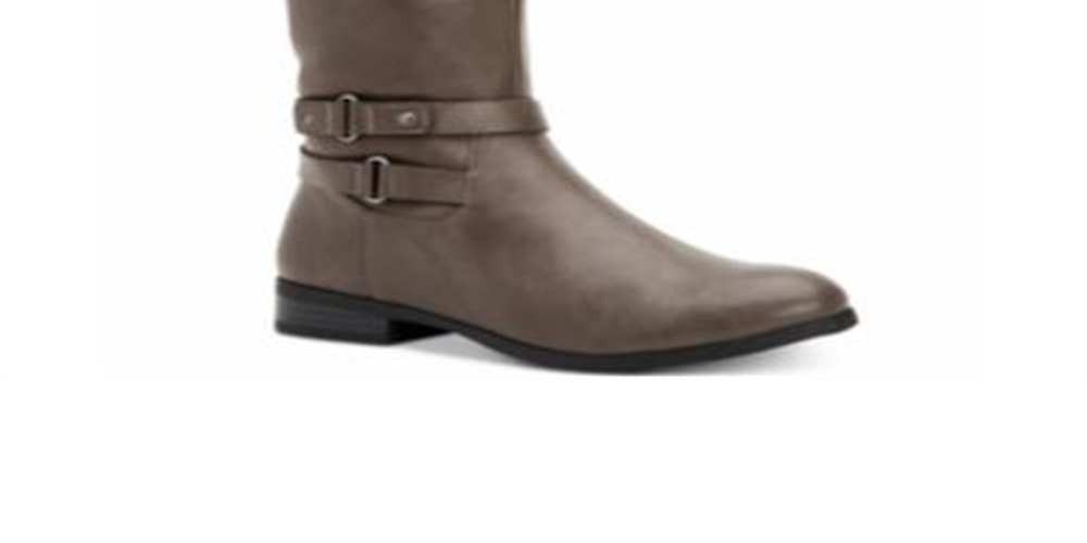 Botas femininas estilo Kindellp de tecido com bico fechado e cano alto, tamanho 7, cinza